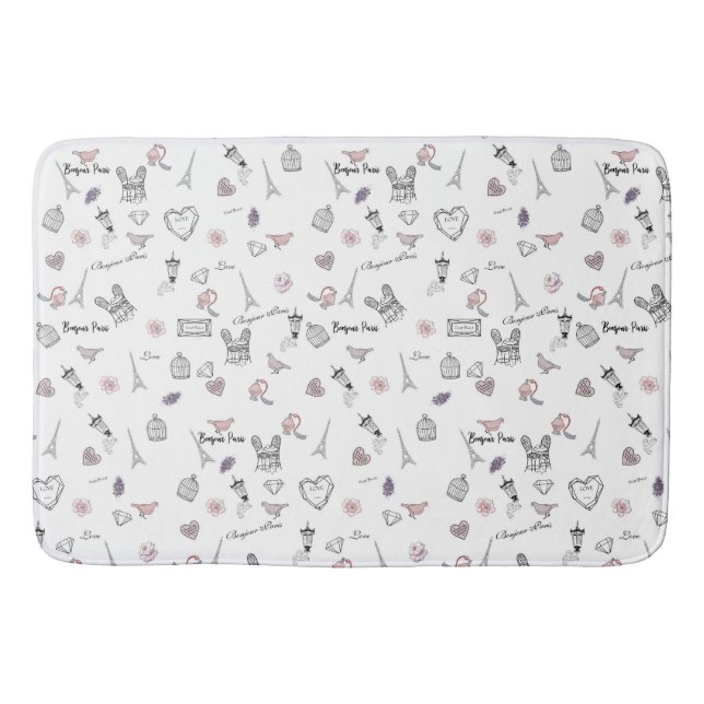 Love in Peris Bohemian Chic Floral Boho Girl Bath Mat (Front)