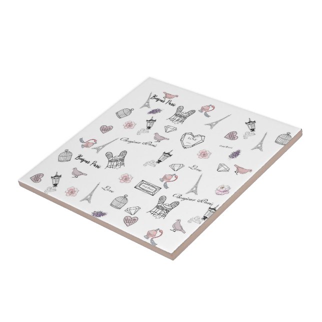 Love in Peris Bohemian Chic Floral Boho Girl Ceramic Tile (Side)