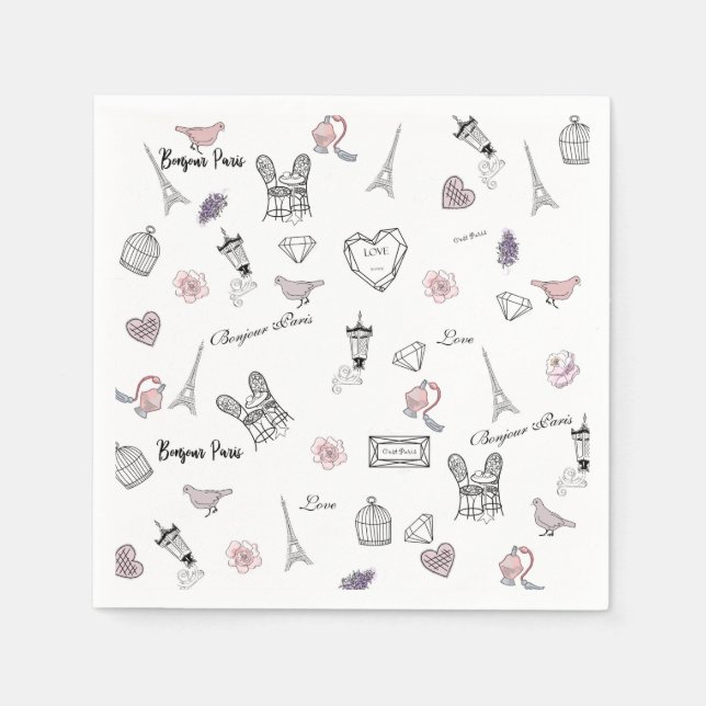 Love in Peris Bohemian Chic Floral Boho Girlly Napkins (Front)