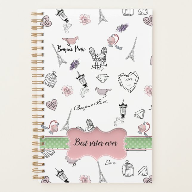 Love in Peris Bohemian Chic Floral Boho Sister Planner (Front)