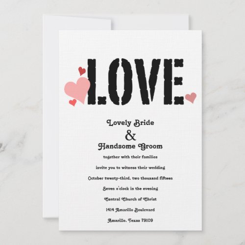 LOVE in Pink Black Two_Sided Wedding Invitation