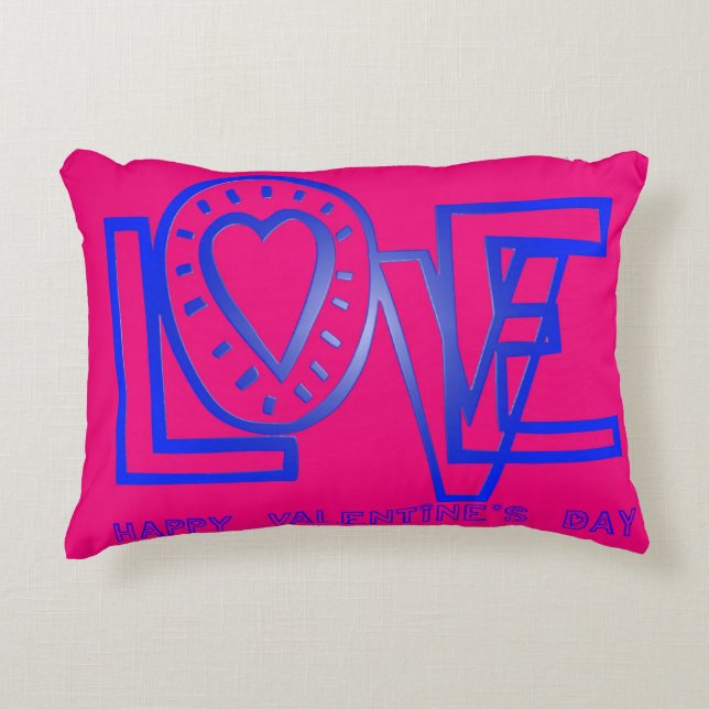 Love In pink blue Valentine's Accent Pillow (Front)