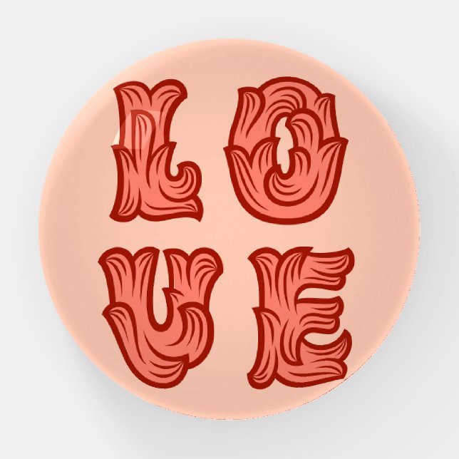 Love in Pink Dome Paperweight (Front)