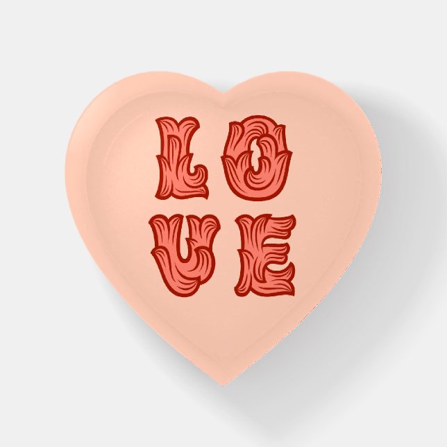 Love in Pink Heart Paperweight (Front)