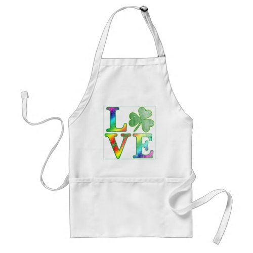 Love in Rainbow Colors with Distressed Look Adult Apron