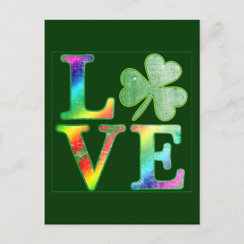 Love in Rainbow Colors with Distressed Look Postcard