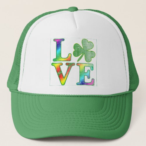 Love in Rainbow Colors with Distressed Look Trucker Hat