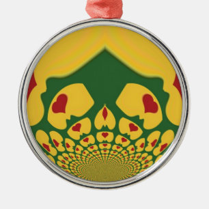 Love in Rasta Colors: Reggae Hearts Abstract Art O Metal Ornament