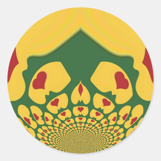 Love in Rasta Colors: Reggae Hearts Classic Round Sticker (Front)