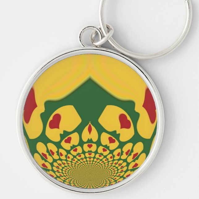 Love in Rasta Colors: Reggae Hearts Keychain (Front)