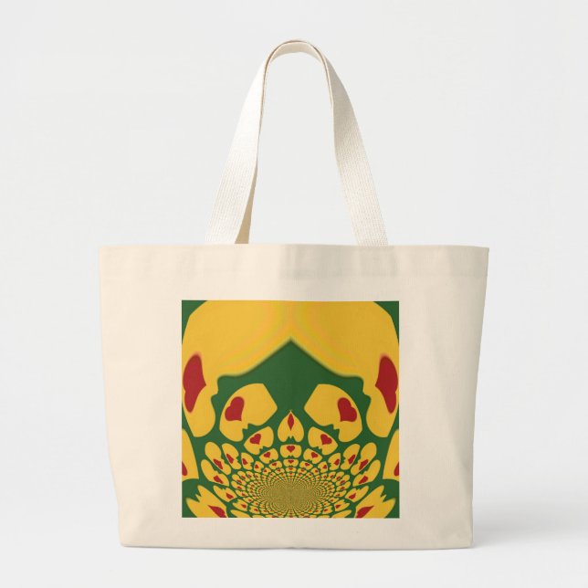 Love in Rasta Colors: Reggae Hearts Large Tote Bag (Front)