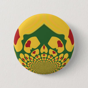 Love in Rasta Colors: Reggae Hearts Pinback Button