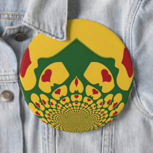 Love in Rasta Colors: Reggae Hearts Pinback Button