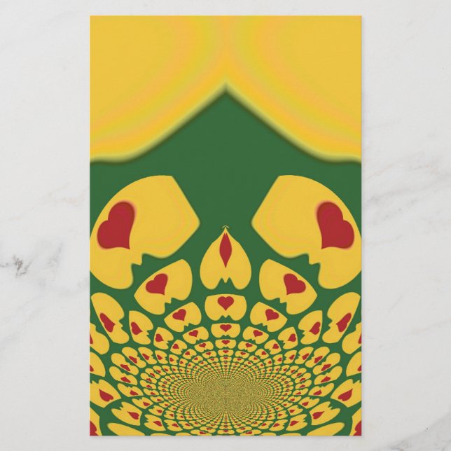 Love in Rasta Colors: Reggae Hearts Stationery (Front)