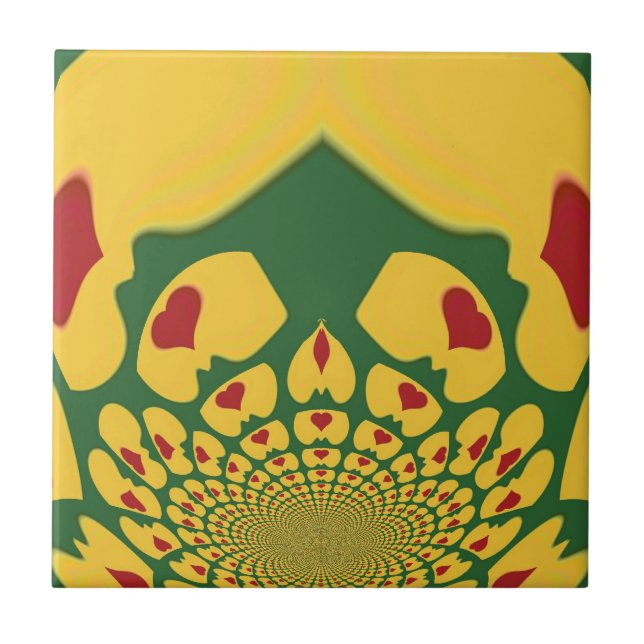 Love in Rasta Colors: Reggae Hearts Tile (Front)