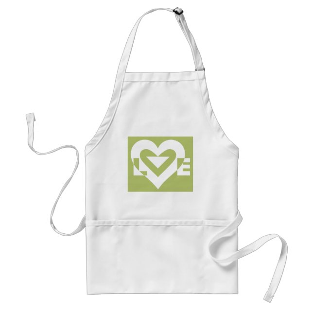 Love in Sage Green Adult Apron (Front)
