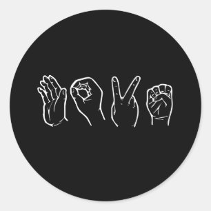 LOVE IN SIGN LANGUAGE CLASSIC ROUND STICKER