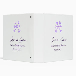 Love in Snow bridal shower purple snowflakes paste 3 Ring Binder