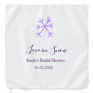 Love in Snow bridal shower purple snowflakes paste Bandana