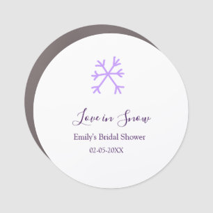 Love in Snow bridal shower purple snowflakes paste Car Magnet