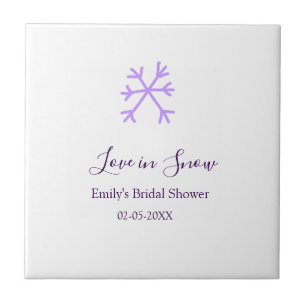 Love in Snow bridal shower purple snowflakes paste Ceramic Tile