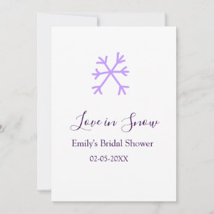Love in Snow bridal shower purple snowflakes paste Invitation