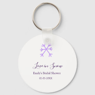 Love in Snow bridal shower purple snowflakes paste Keychain