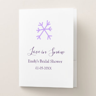 Love in Snow bridal shower purple snowflakes paste Pocket Folder