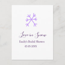 Love in Snow bridal shower purple snowflakes paste