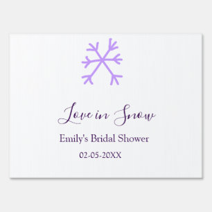 Love in Snow bridal shower purple snowflakes paste Sign