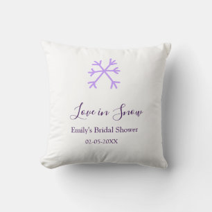 Love in Snow bridal shower purple snowflakes paste Throw Pillow