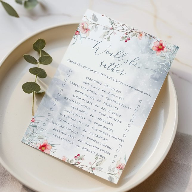 Love in snow Would she rather bridal shower game (Creator Uploaded)