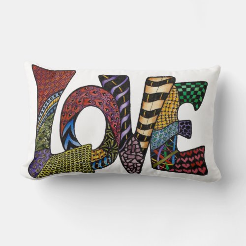 Love in Tangled Colorful Design Throw Pillow