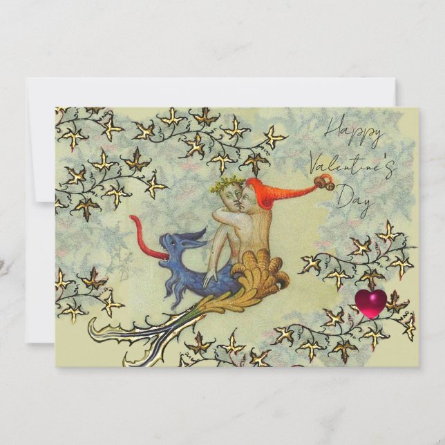 LOVE IN THE ABYSS Mermaid and Triton Valentine Day Holiday Card (Front)