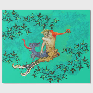 LOVE IN THE ABYSS Mermaid and Triton Valentine Day Wrapping Paper