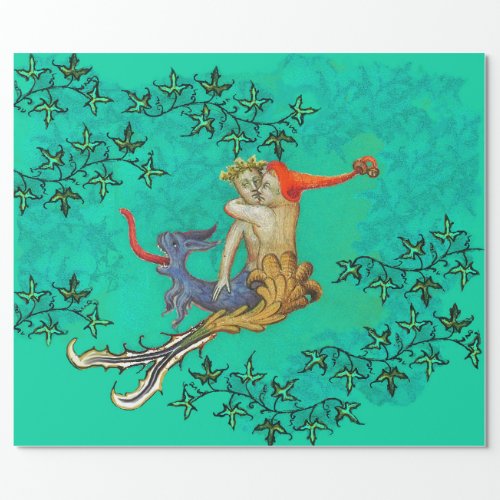 LOVE IN THE ABYSS Mermaid and Triton Valentine Day Wrapping Paper