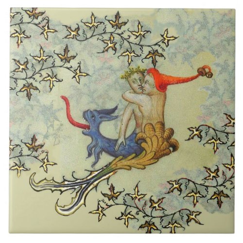 LOVE IN THE ABYSS Mermaid Fall in Love with Triton Ceramic Tile
