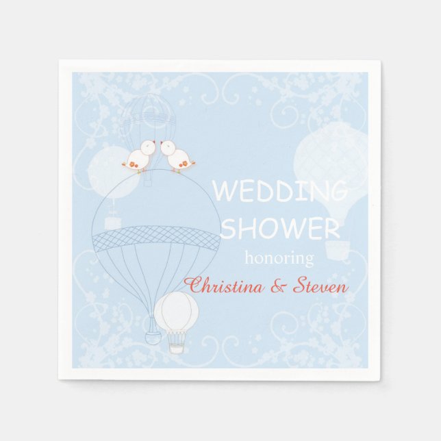 Love in the Air Baby Blue Bridal Shower Paper Napkins (Front)