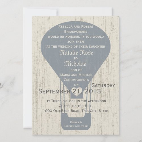 Love in the Air Balloon Wedding Personalized Invite