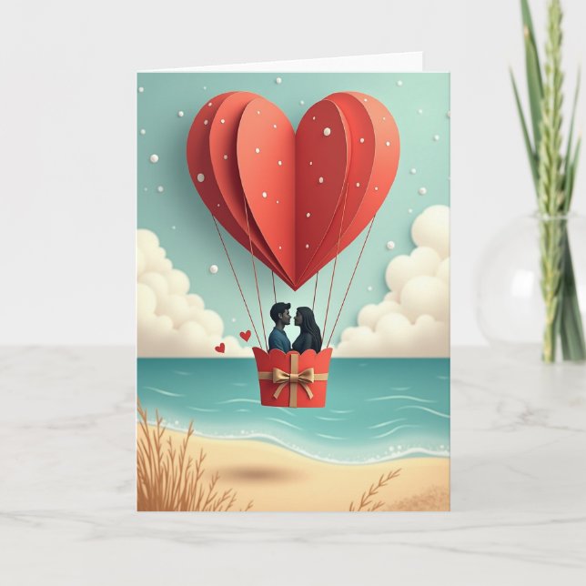 Love In The Air Hot Air Balloon Card (Front)