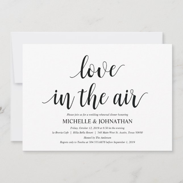 Love in the air Rehearsal Dinner Invitation cards (Front)