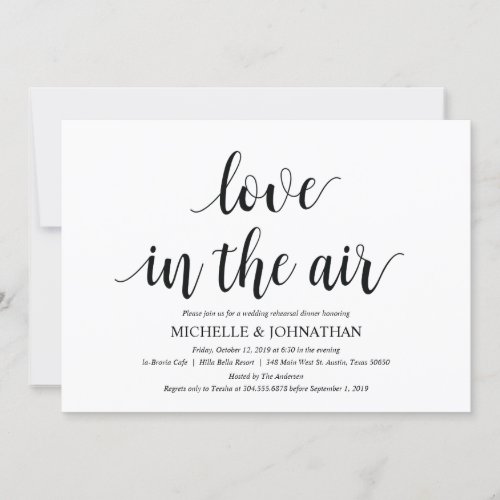 Love in the air Rehearsal Dinner Invitation cards