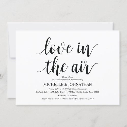 love in the air Rehearsal Dinner Invitation cards