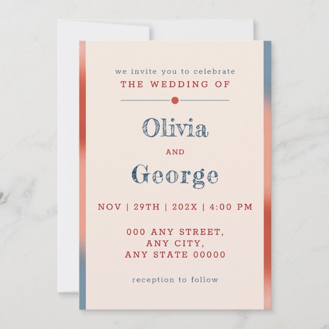 Love in the Air: Simply Elegant Wedding   Invitation (Front)