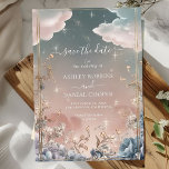 Love in the Air Sparkles and Florals Save The Date Invitation<br><div class="desc">Elegant,  modern,  and delicate Mystical Love in the Air Sparkles and Florals Save The Date wedding invitation that you can customize with your info to make it furthermore special. The romantic minimalist design features lovely and elegant calligraphy on a Beautiful background with a clean and simple look.</div>