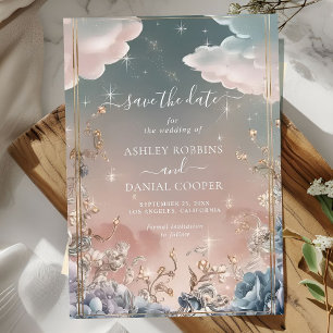 Love in the Air Sparkles and Florals Save The Date Invitation