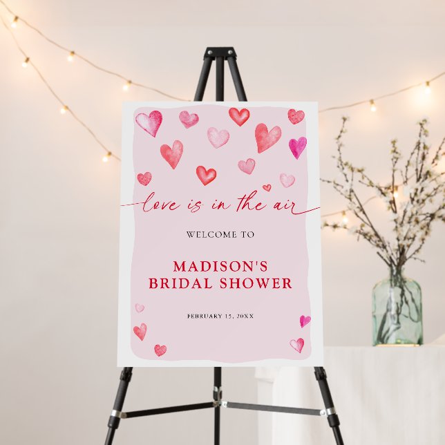 Love In The Air Valentine's Bridal Shower Welcome Foam Board (In Situ (Stand))