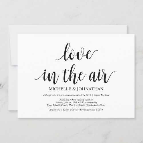 Love in the air Wedding Elopement Invites