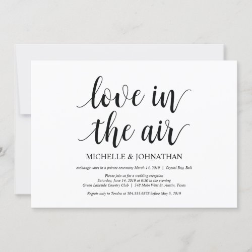 Love in the air Wedding Elopement Invites