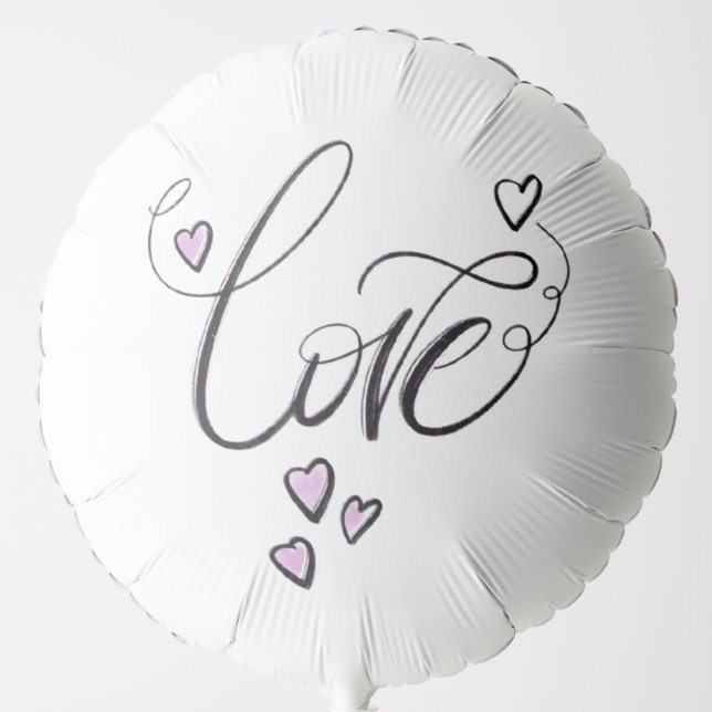 Love in the Air | Whimsical Script Heart Floating  Balloon (Front)